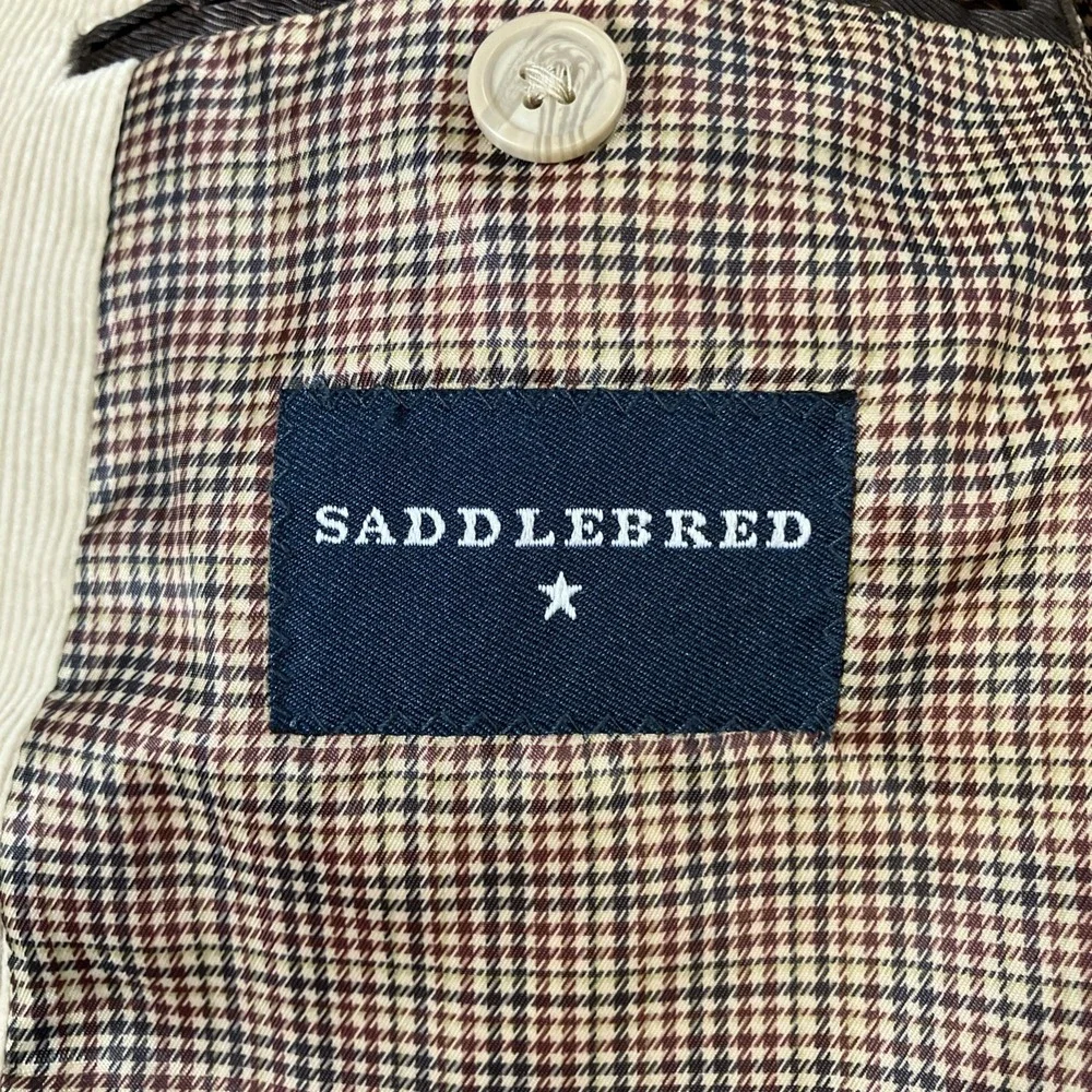 Saddlebred Mens 42L Beige Corduroy Blazer Sport Coat Cotton Jacket Long